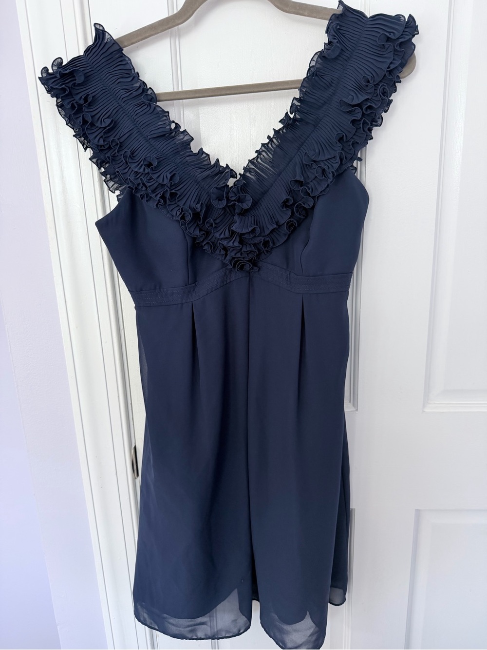 Lilly Pulitzer Navy Ruffle V-Neck Mini Dress